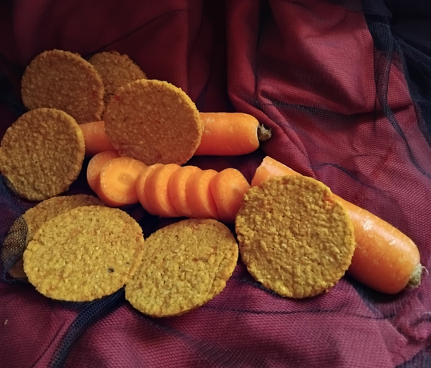 Carrot treats    Our carrots are shredded and not cooked so all the goodies stay in the treat and pup gets the fibre and vitamins instead of going down the sink