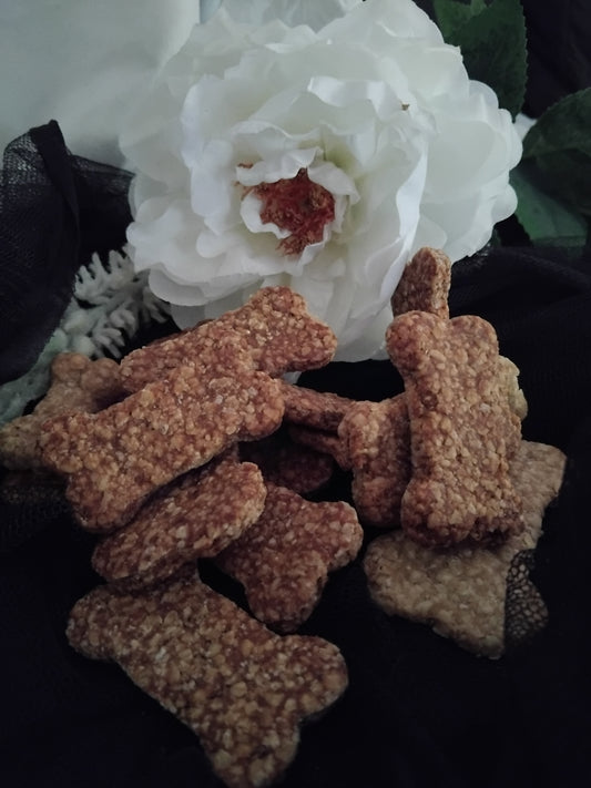 Peanut butter and oats  . A trusted stable treat for many years containing peanut and banana for a sweet nutty treat