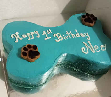 Large bone cake , simple decoration               approx. 30 cm , your choice of colour . and personalised text
